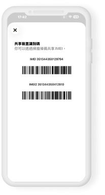 畫面只有顯示 IMEI 1 和 IMEI 2 的手機示意。